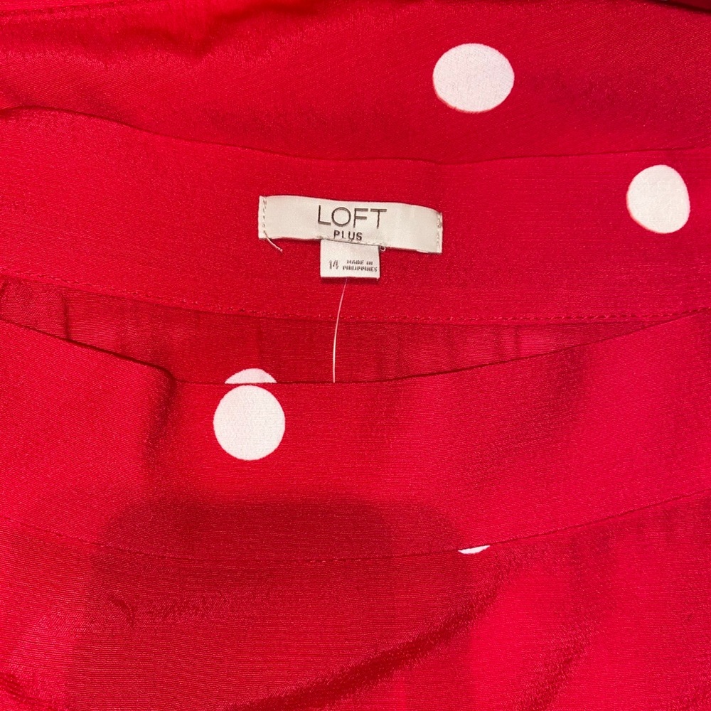 Polka dot Loft wrap skirt.